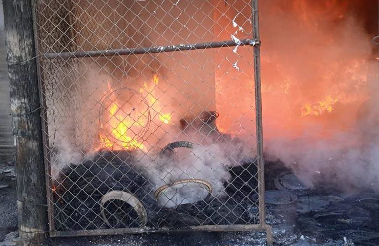 Incendio en vulcanizadora en Actopan