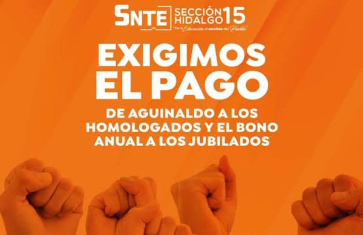 SNTE Hidalgo exige pago de sueldos