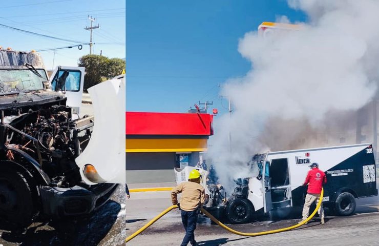 Camión de valores se incendia en Tepeapulco