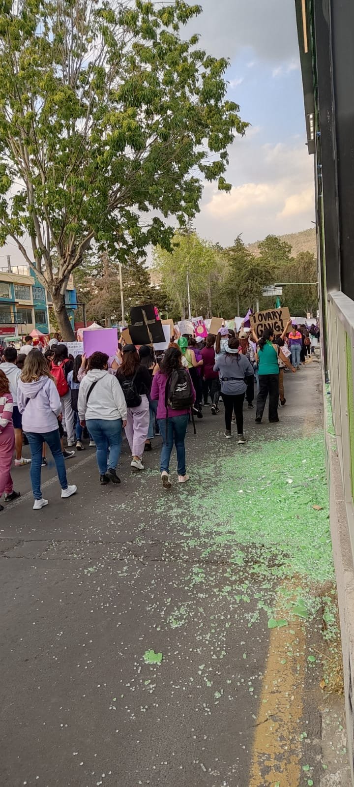 Daños a Tuzobús durante marcha del 8M en Pachuca