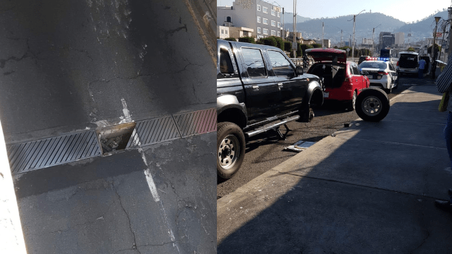 Rejilla en mal estado provoca averías en coches en Pachuca