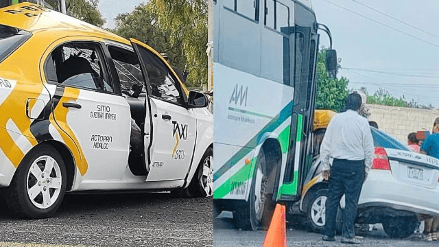 Un taxi y un autobús chocan en Francisco I. Madero