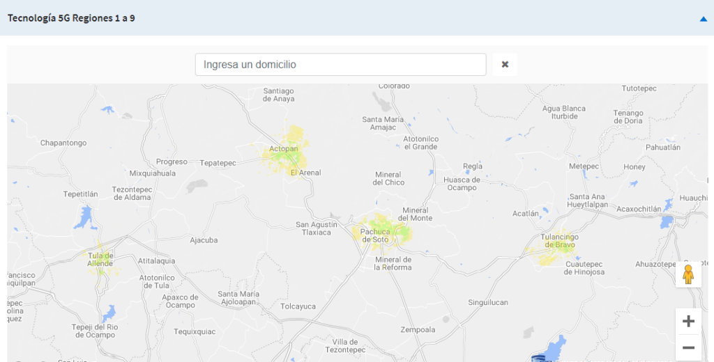 Cobertura de la red de telefonía 5G en Hidalgo