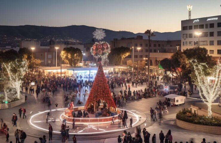 dibujo representando encendido del árbol navideño en Pachuca 2023