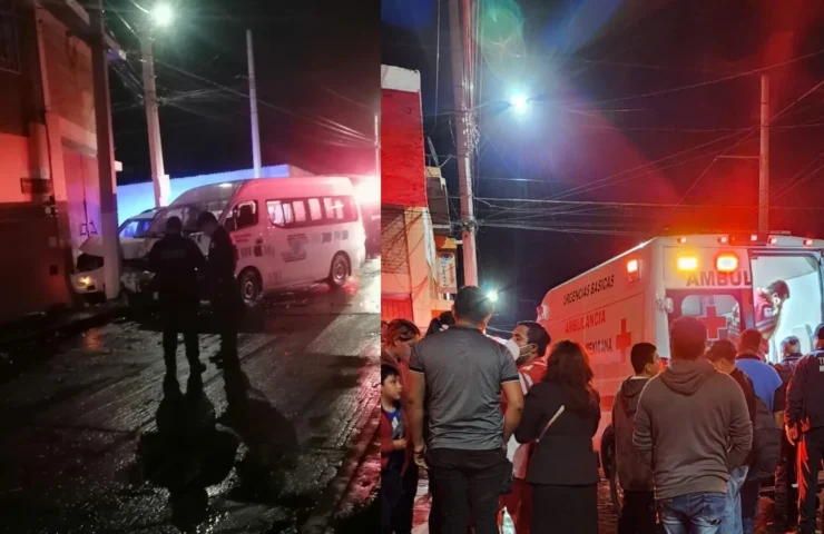 ambulancia atiende choque de camioneta contra combi en Tulancingo